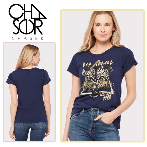 Chaser Tops - CHASER Def Leppard US Tour 1983 Band Tee